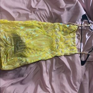 Yellow Sequin Mini Dress